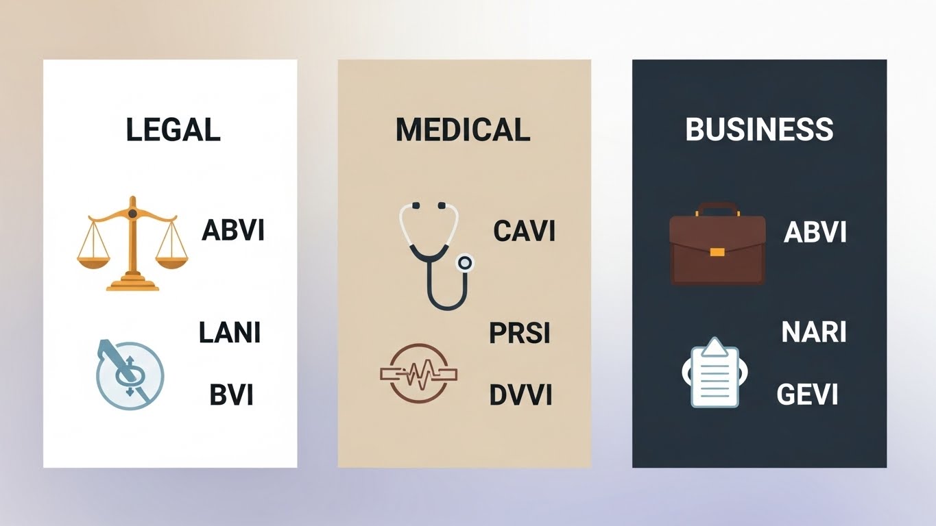 Association Abbreviations in Legal, Medical and Business Documents