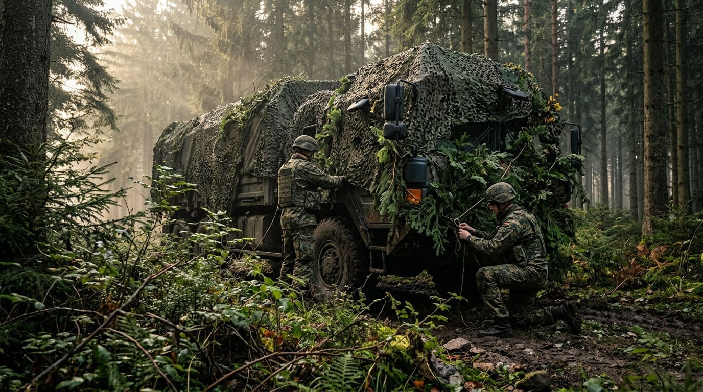 Tarnplanen: The Silent Trick Armies Use to Vanish Trucks